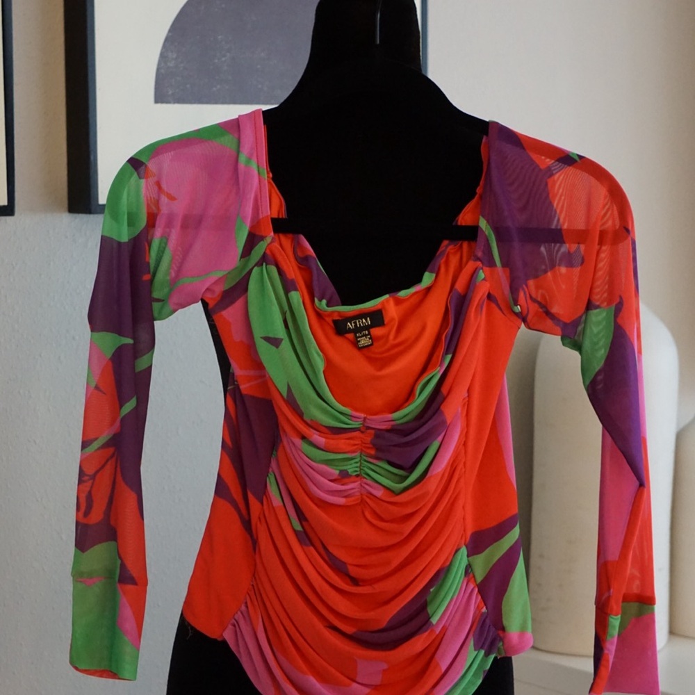 AFRM Women's Vibrant Multicolor Mesh Blouse